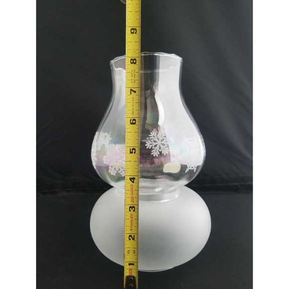 Princess House 487 Crystal Candle 2 Piece Hurricane Lamp Snowflakes Winter - Picture 10 of 12